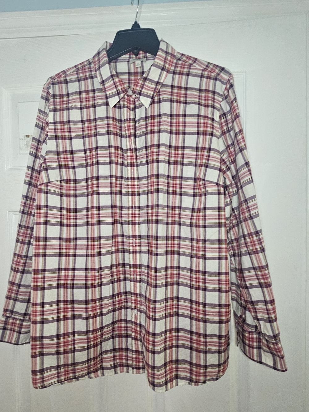 Talbots women's long-sleeve button-up blouse Plaid SZ XL - Picture 2 of 4